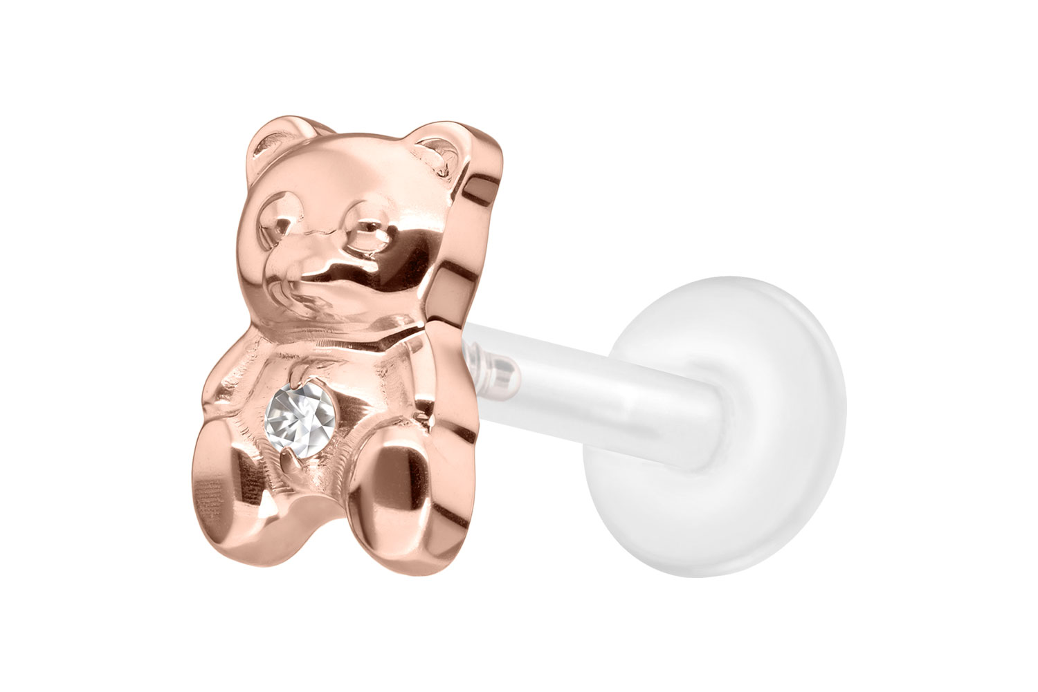 PTFE Labret Piercing mit Innengewinde + Titan-Aufsatz TEDDYBÄR